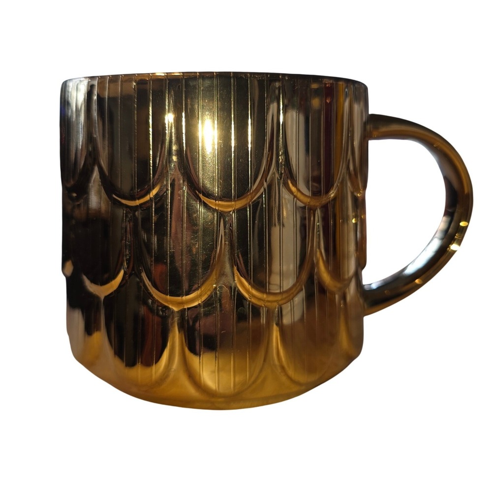 Starbucks 2019 Christmas Gold Mermaid Scale Metallic Mug 14oz